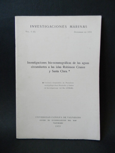 Investigaciones Aguas Islas Robinson Crusoe Sta. Clara 1973