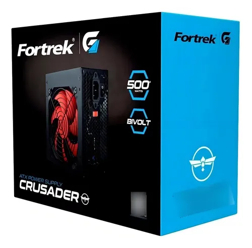 Fortrek Crusader Fonte 500w Atx Pc Cooler 12cm Cor Preto Silenciosa