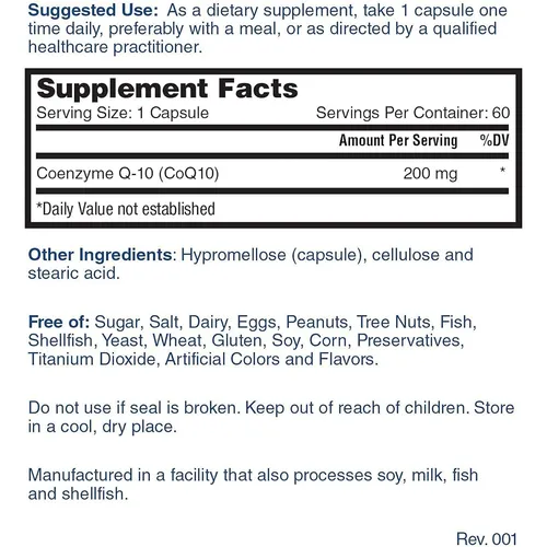 Coq10 200mg Salud Del Corazon 60cap Nature's Lab