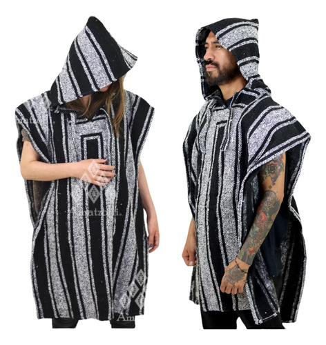 Poncho Jorongo Unisex Con Capucha Mexicano Mod. Jerga