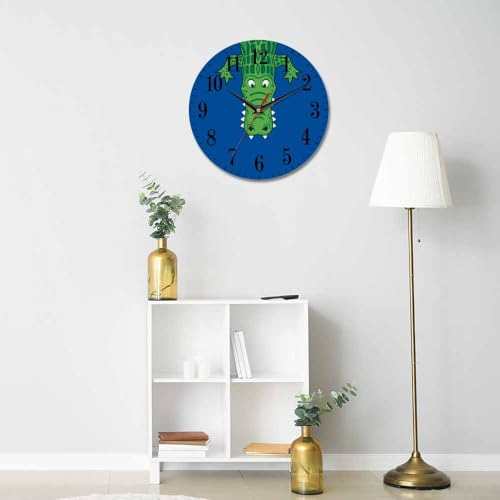 Reloj De Pared De Cocodrilo Verde Dibujo Animado Con Dientes