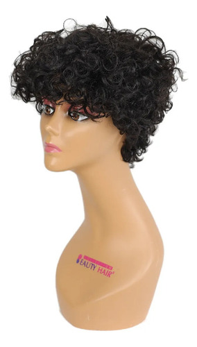 Kly Perúa De Cabello Humano Encaracolado Con Franja Negra