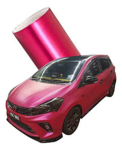 Rollo Vinil Automotriz Rosa Mate Cromo  Cwf 18 Mts