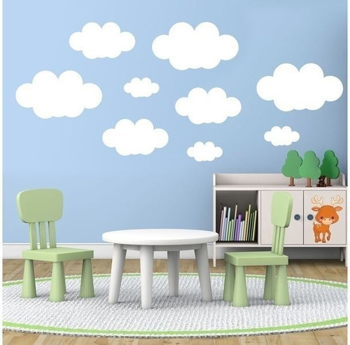 Kit 17 Nubes Hermoso Diseño Adhesivo Infantil Decoracion