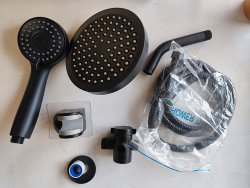 Regadera Telefono Cabezal De Ducha Redonda Baño Kit Con Ducha De Mano Negro Yesop