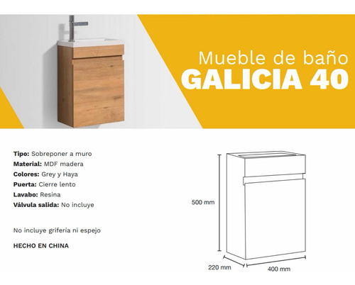 Mueble De Baño Galicia Haya Incluye Monomando Cromo