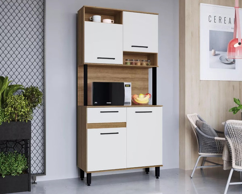 Imagen 2 de 4 de Kit Mueble Cocina 4 Puertas 1 Cajón Blanco Negro Muebles Web