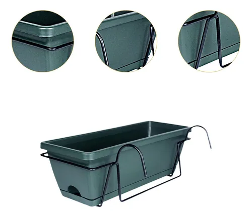Macetero Colgante Para Balcón Y Cerca, Soporte Verde Oscuro