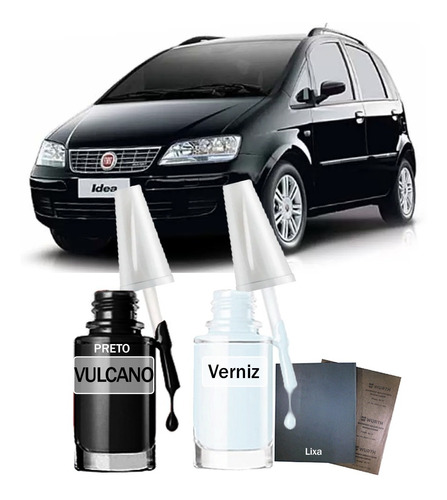 Tinta Tira Risco Fiat Idea Attractive 2008 Preto Vulcano