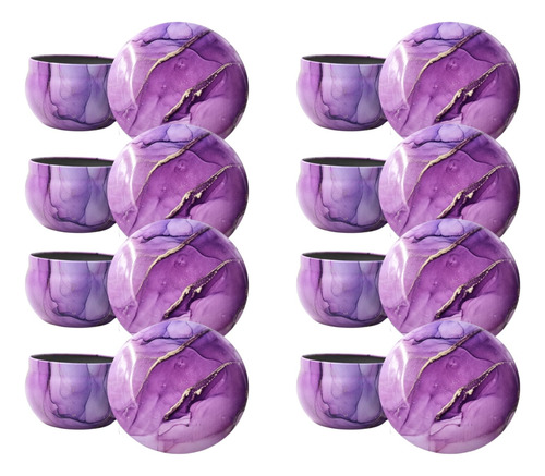 Latas Decoracion Marmol P/ Crear Velas Aromáticas Set 8 Pzs