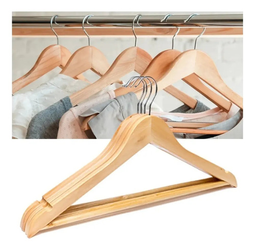 Cabides De Madeira Com Rachadura Para Alça - Kit Com 09 Unds