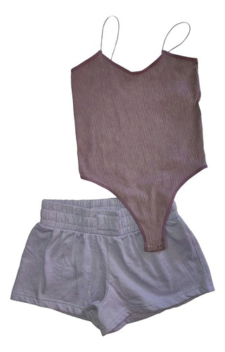 Set Verano  Short Cintura Ancha Y Body  De Tirantes Dama