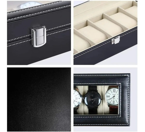 Imagen 2 de 10 de Organizador Estuche Caja 6 Relojes Exhibidor Elegante Joyas