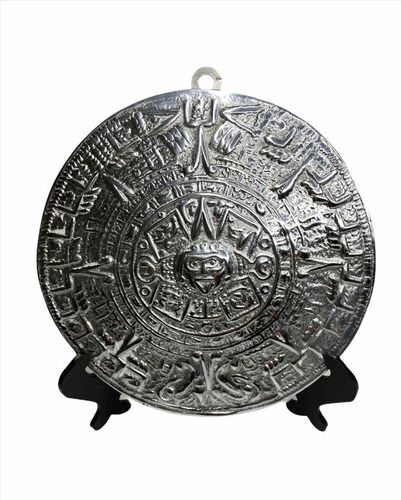 Piedra Del Sol / Calendario Azteca Metal Plateado