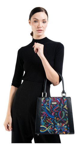 Bolsa Yaab Pineda Covalin Diseño Quetzalcóatl Uva/fucsia Seda