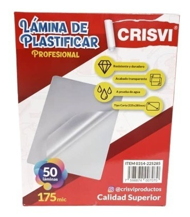 Laminas De Plastificar Crisvi Tamaño Carta 175 Micrones