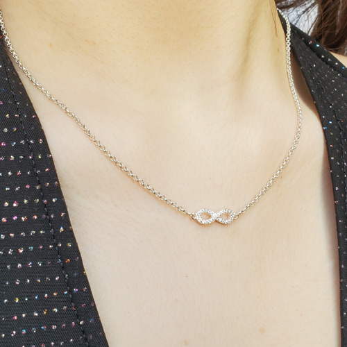 Imagen 4 de 7 de Cadena Plata Rolo Con Dije Infinito Con Cubic