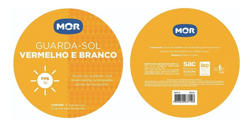 Guarda Sol Praia E Camping 1,80 Metros Vermelho Mor 3719