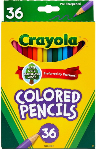 Colores Crayola De Madera Redondos Escolar Niños      