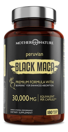 Maca Negra Organica 30.000 Mg Hombres Y Mujeres 180 Cap