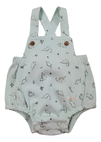 Overol Dino Verde 100% Algodón Pima Para Bebé Niño