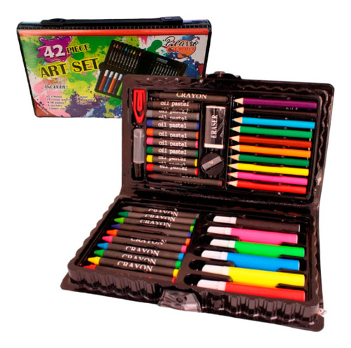 Set De Arte Infantil 42 Piezas Colores Marcadores Crayones 