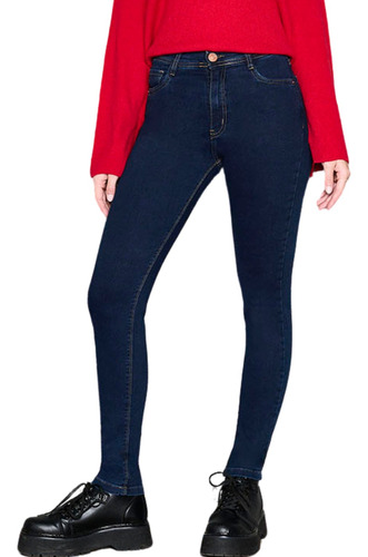 Pantalón Jeans Cenitho De Mujer Azul Largo Escolar Tiro Alto