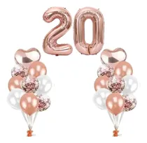Comprar Kit De Globos Con Confeti, Corazon Metalizado Y Numeros