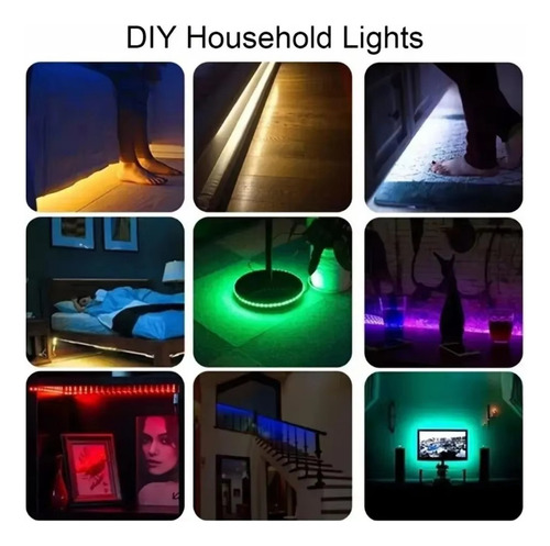 Faixa De Led Rgb De 2m 5v 5050 30leds/m Com Controle Remoto