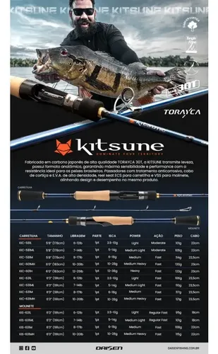 Vara P/ Molinete Em Carbono 30t Daisen Kitsune (1,91m) 17lbs