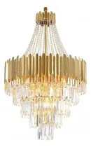 Comprar Luminária Lustre Pendente de Cristal Para Sala Centro de Mesa Hall Recepção Sala de Estar Luxuoso Sofisticado Moderno Dourado bivolt 110v 220v 12 lâmpadas E14