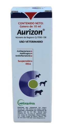 Vetoquinol Aurizon Suspensión Otica Para Caninos Gotero 10ml