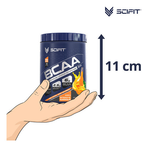Aminoácidos Scifit BCAA + Glutamina 420g | Complexo Iônico de Refrigerante de Laranja