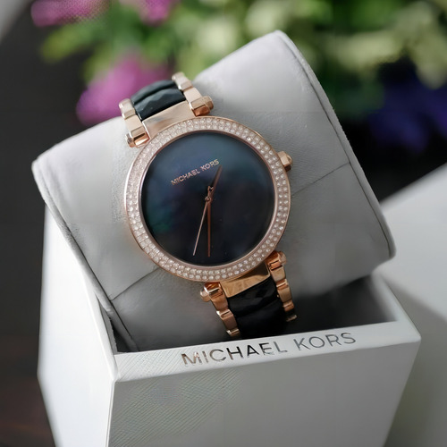 Relógio Michael Kors Mk6414 Parker Black Rose Original Cor Do Fundo Preto