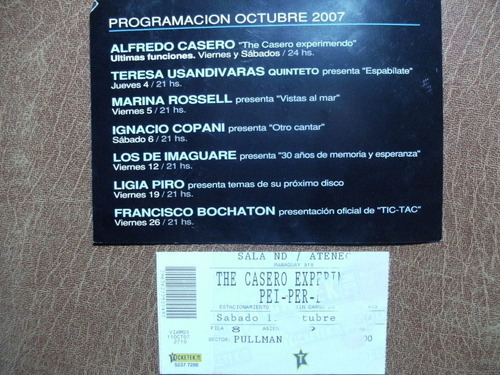 Entrada Teatro The Casero Experimendo Nd Ateneo 13-10-07