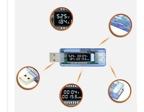 Imagen 5 de 5 de Tester Usb Medidor - Voltimetro Amperimetro - Analizador Mah