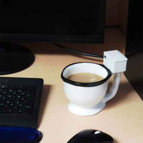 Taza Bowl De Cerámica En Forma De Wc Inodoro Con Cuchara
