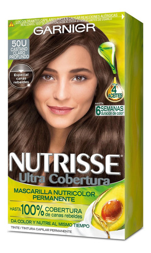 2 Pzs Garnier Tinte Permanente Dama Nutrisse Los Tonos Tono 50 castaña