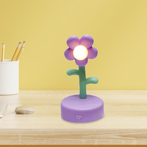 Lámpara De Mesa De Flores, Luz Nocturna, Con Pilas,