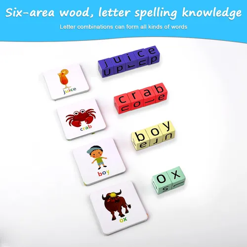 Juego De Ortografia De Bloques De Madera, Juego De Cartas A