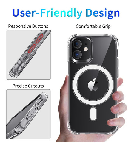 Imagen 5 de 7 de Carcasa Clear Magsafe + Vidrio 3d iPhone 12 Transparente