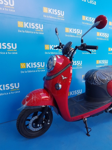 Moto Eléctrica Tipo Vespa Roja Brillante Alarma Usb