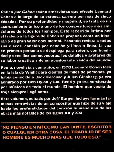 Cohen Por Cohen - Entrevistas Y Encuentros - Jeff Burger