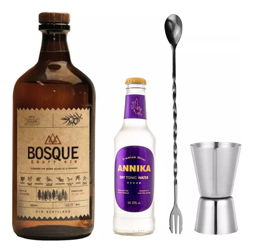 Kit Gin Tonic Bosque Nativo + Tónica + Cuchara + Jigger