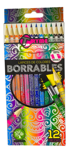 Colores Borrables Escolares Tryme 12 Pzas. Trazo Borrable