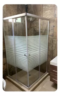 Cancel De Baño Cristal Templado 100x100 Franjas Biseladas