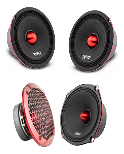 Paquete 2 Bocinas Ds18 Pro-x6.4bmsl+altavocez Pro-x694bm Color Rojo Con Negro