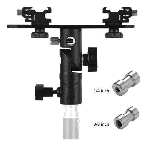 Flash Bracket Flash 3/8, Doble Soporte En Forma De T, Luz En