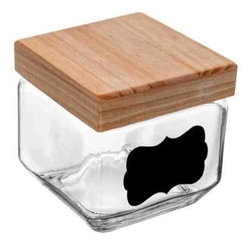 Pote Vidro Tampa Pinus E Adesivo Customizável 800ml Wolff