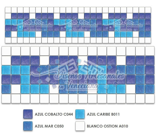 Cenefa Mosaico Veneciano Para Alberca / Mod: Zigzag